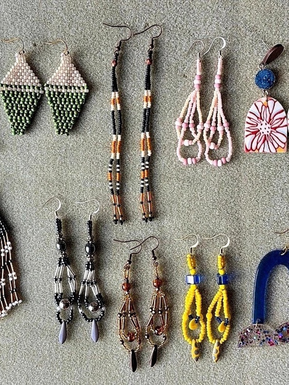 10 Sets Of Handmade Beaded Statement Earrings Lot